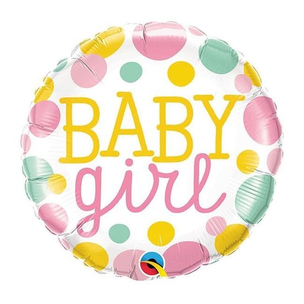 Mayflower Distributing Qualatex 88920 18 in. Baby Girl Dots Flat Foil Balloon - Pack of 5 88920